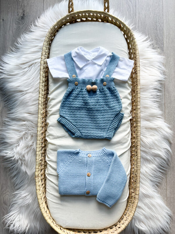 Conjunto Fofo pompons azul manga curta